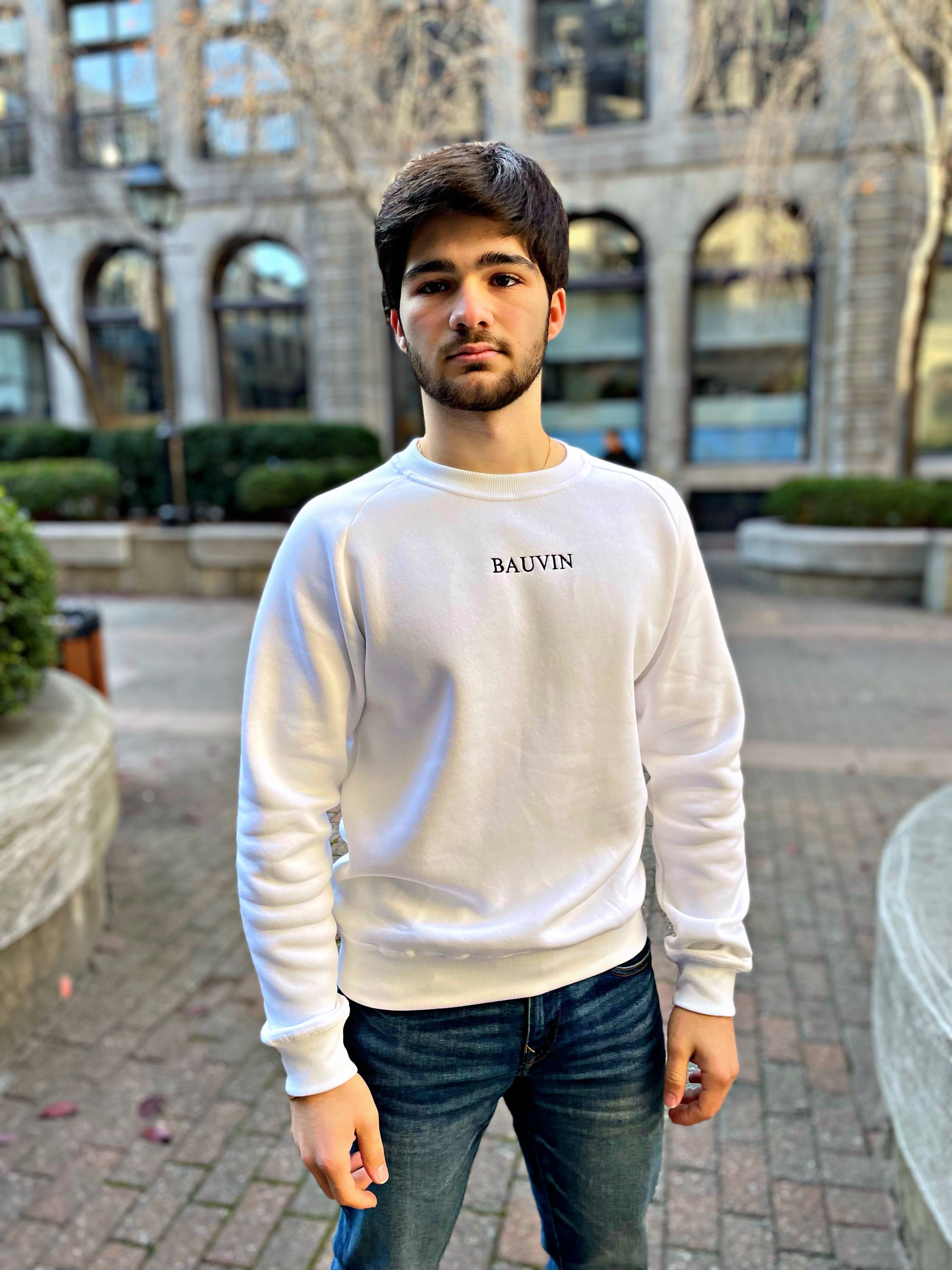 Sweat brodé blanc Premium