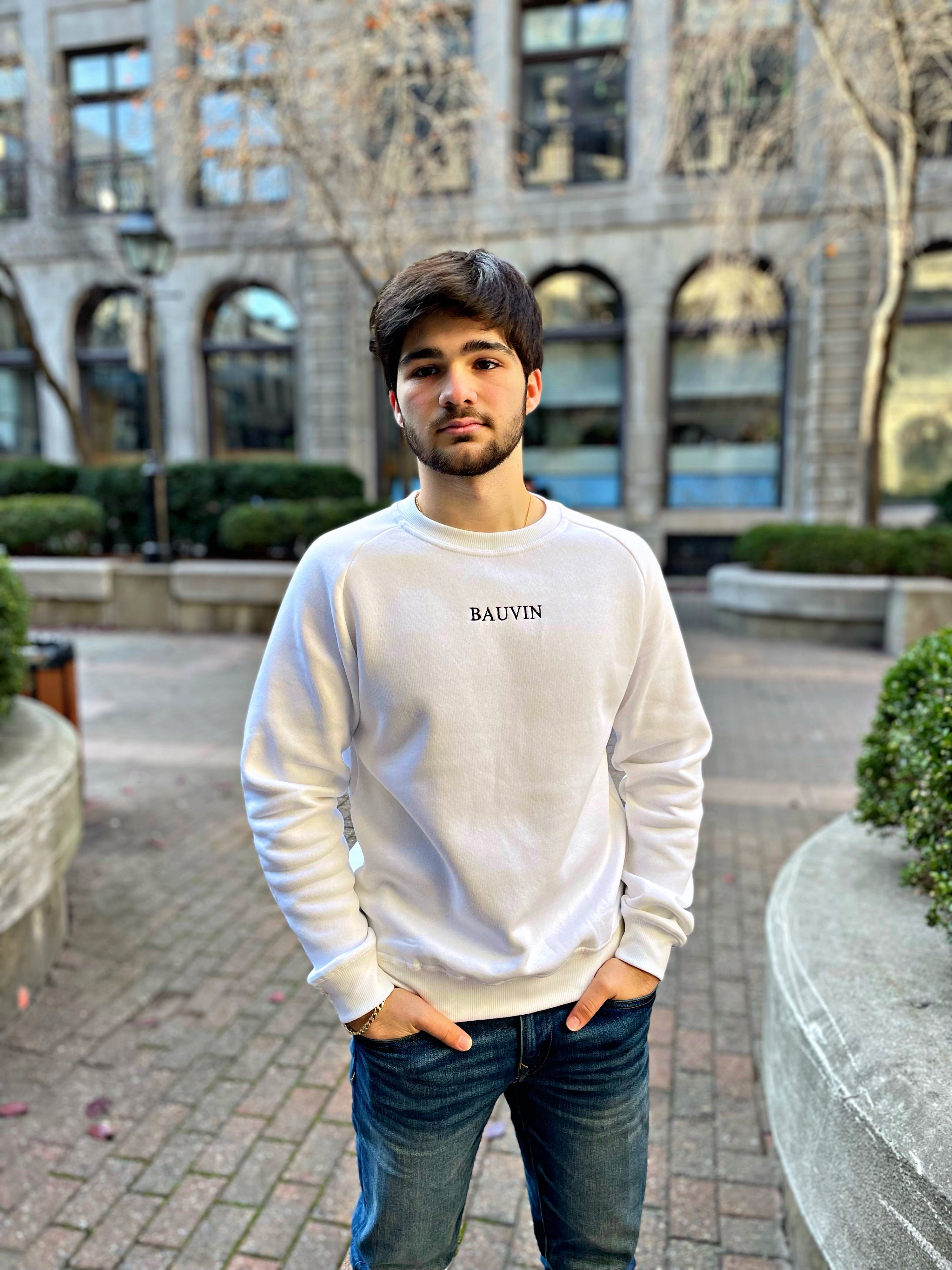 Sweat brodé blanc Premium