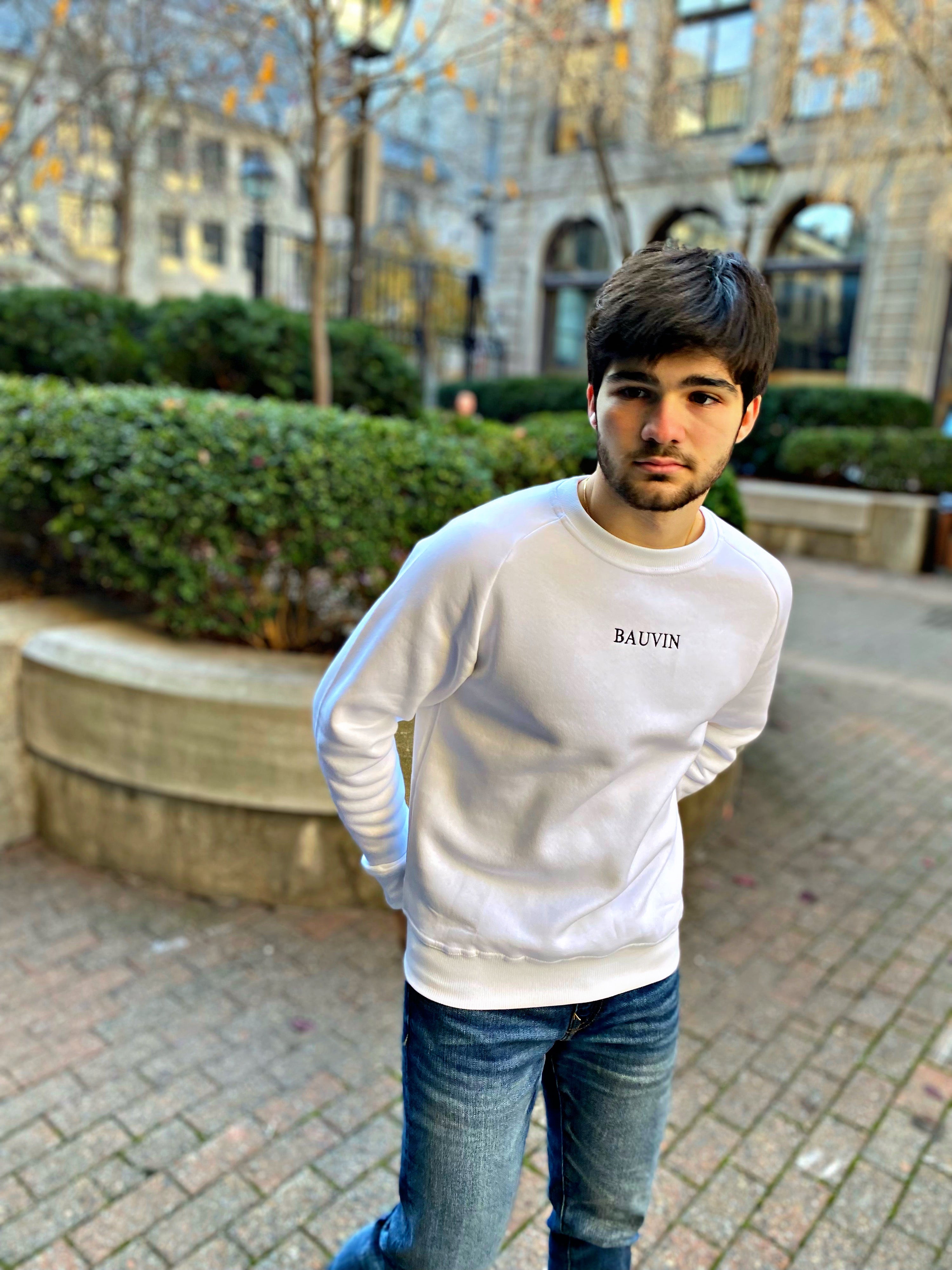 Sweat brodé blanc Premium
